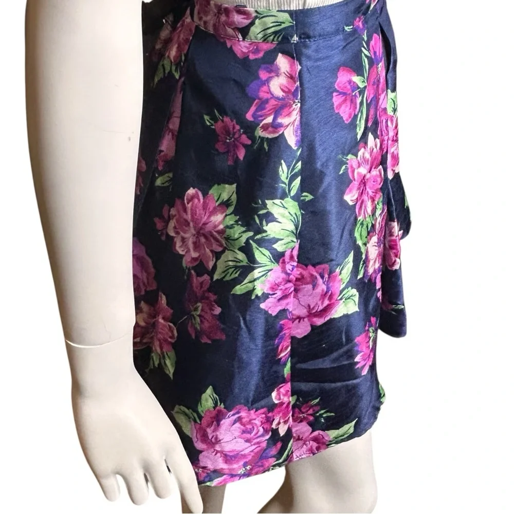 Sequin Hearts Juniors Size 5 Pleated Floral Mini Prom Skirt Blue Pink 3 Layers